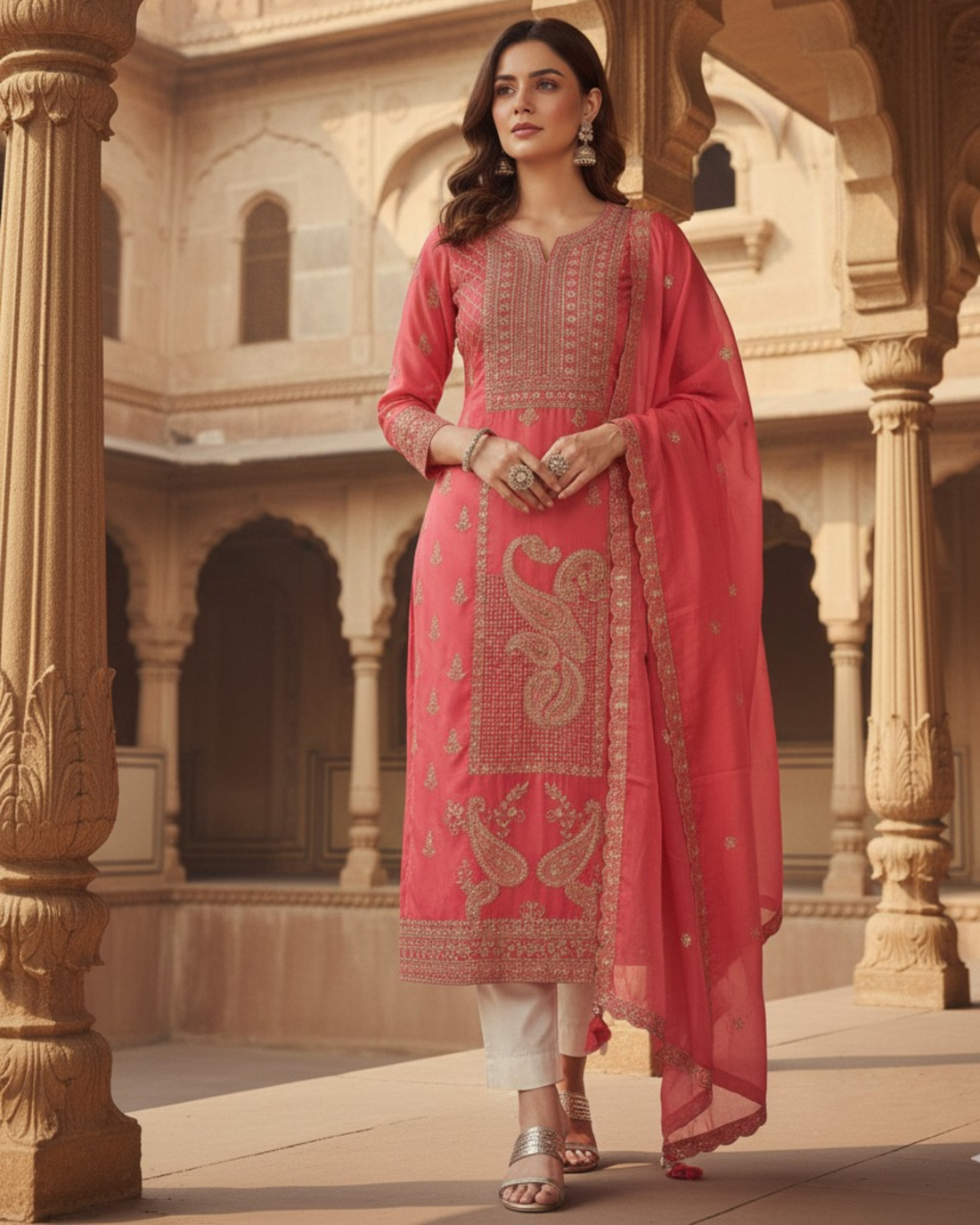 Paisley Embroidery Silk-Blend Suit